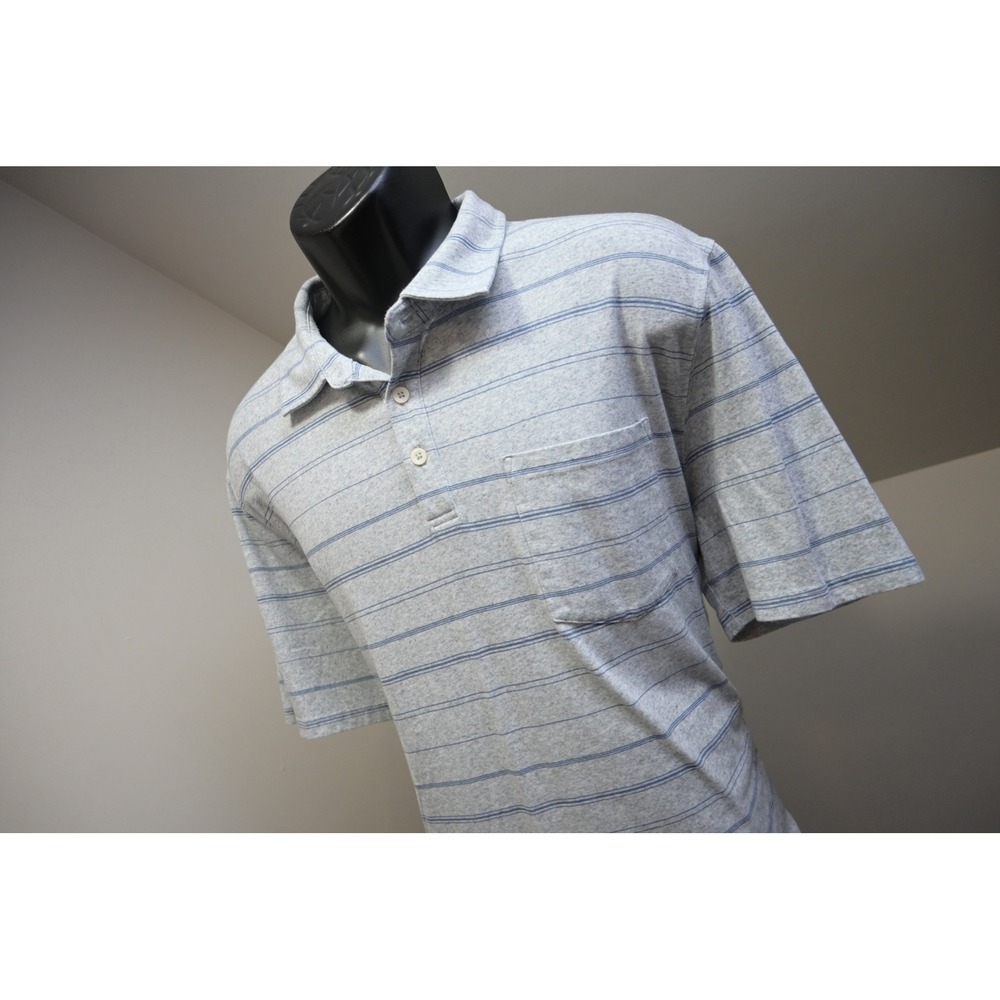 The Normal Brand Polo Shirt Mens XL Gray Striped Pocket Short Sleeve Excellent